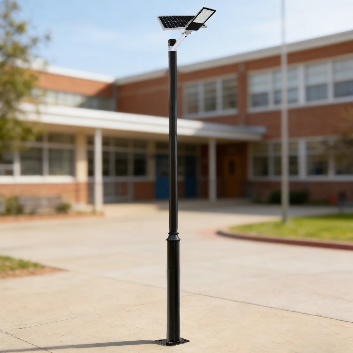 Street Light Pole, Street Lamp Post, Split Street Lamp Post, 5m Tall Outdoor Iron Pole, Galvanized Baking Paint Black, Floor Mounted, Load Capacity 100kg, for Solar Light Garden Light Surveillance Camera, Street Yard Parking