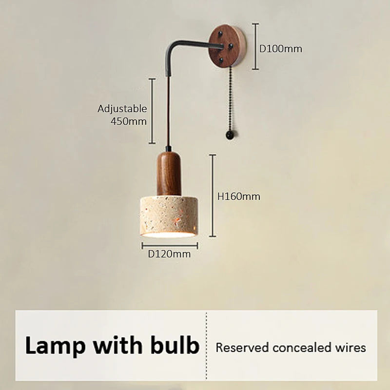 Natural Yellow Marble Led Wall Lamp Japanese Wabi Sabi Home Stay Bedside Decorative Lamp Warm Color Study Restaurant Light
