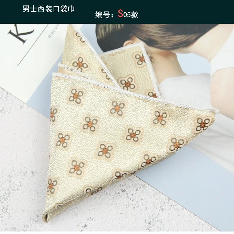 Maillard Men's Suit Pocket Towel Dress Chest Towel Retro Suit Coffee Pattern Small Square Scarf Wedding Fashion 22*22cm