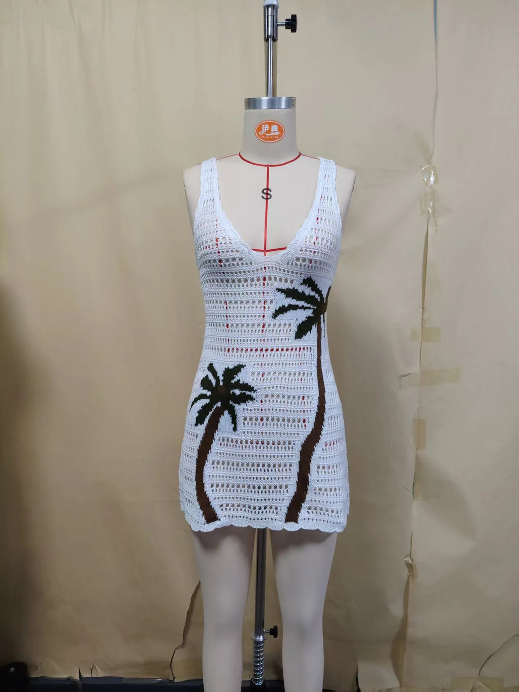 Sexy Women Knit Beach Dress Hollow-Out V-Neck Sleeveless Bikini Cover-Ups Dress Holiday Dress 2026 Summer Swimwear Beach