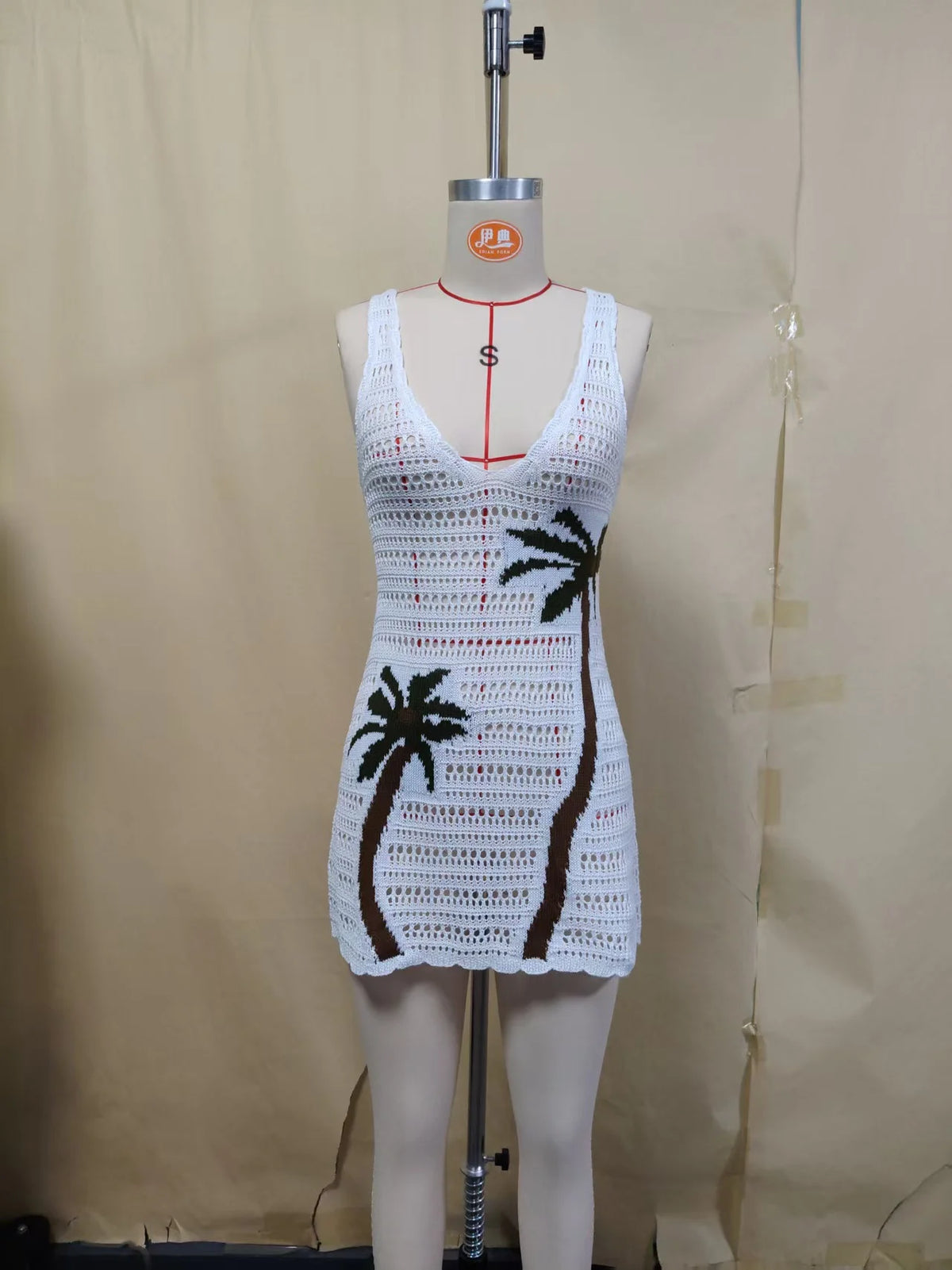 Sexy Women Knit Beach Dress Hollow-Out V-Neck Sleeveless Bikini Cover-Ups Dress Holiday Dress 2026 Summer Swimwear Beach