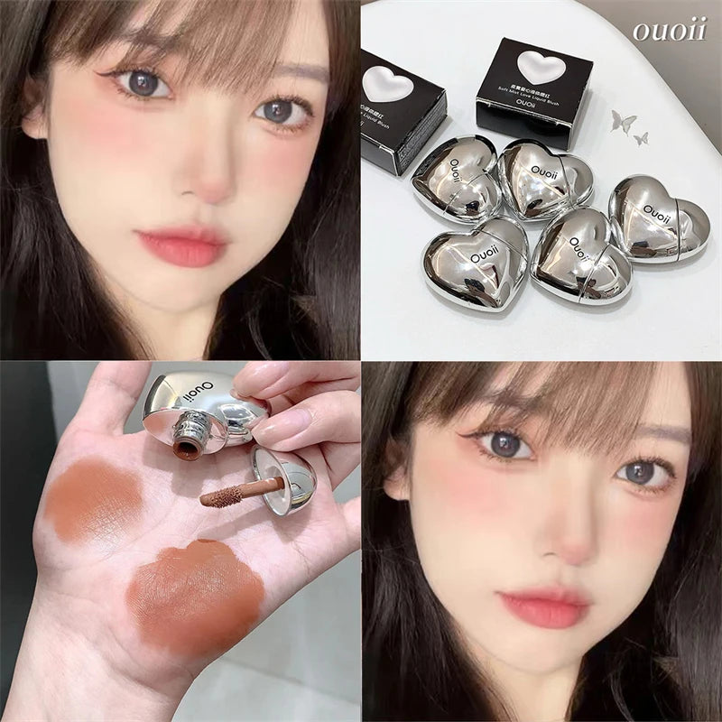 Lavender Matte Liquid Blush Velvet Heart Strawberry Peach Face Pigment Lasting Beauty Natural Cheek Tint Cream Blush Makeup