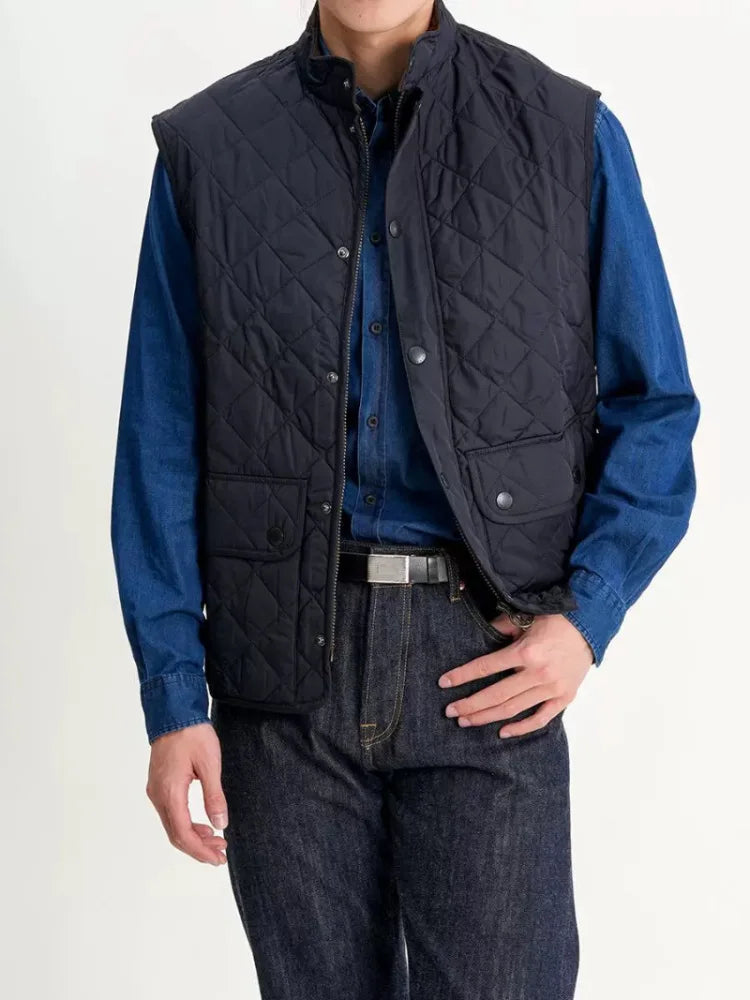 New corduroy thick plus cotton quilted vest for men for autumn and winter