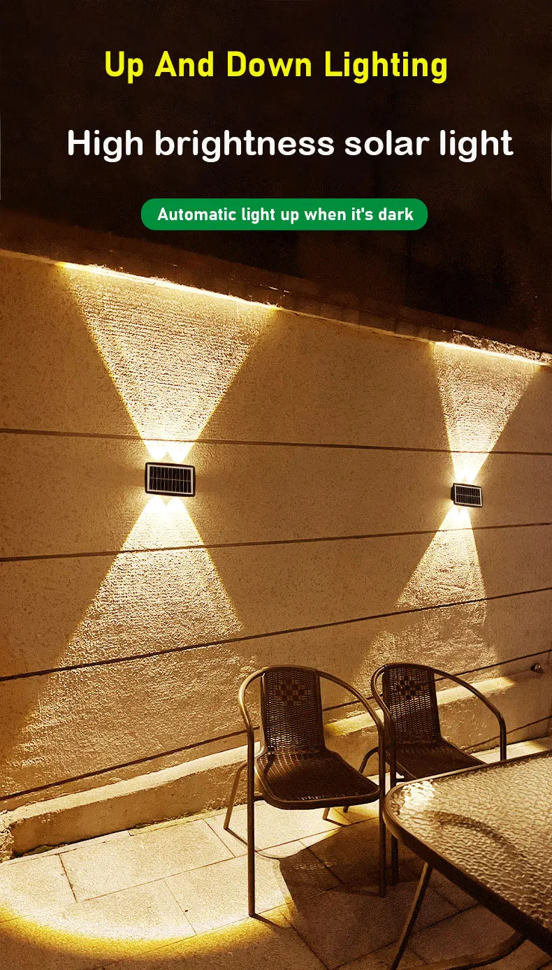 Solar Wall LED Light Outdoor Garden Decoration Wall Lamp High Brightness Up And Down Luminous Lighting Outdoor Solar LED Lamp