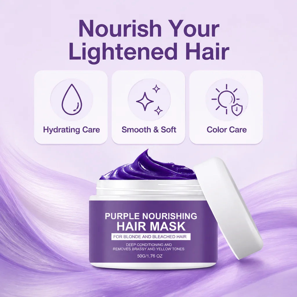 Yellow Remover Purple Hair Mask Gentle Rapid Removal Brassy Yellow Lock Color Shea Butter Deep Conditioning For Bleached Hair