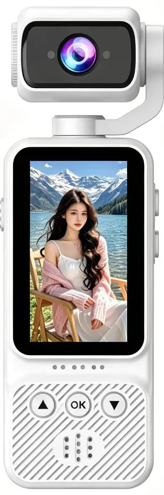 1080P HD Video Recording Camera - High Definition 180° Manual Rotation Lens Camera, Portable Rechargeable Vlog Camera