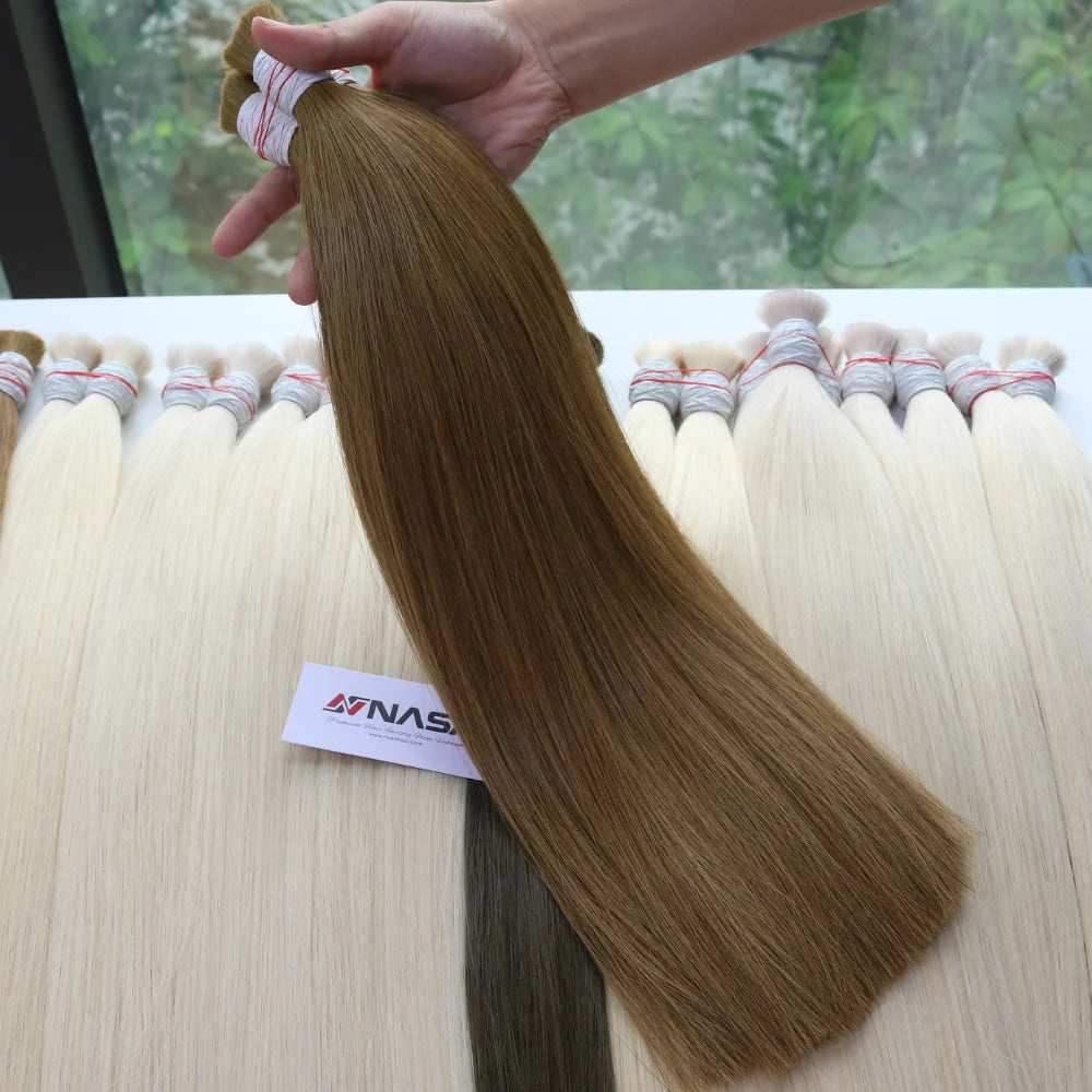 Premium 100g Vietnamese Virgin 100% Human Bulk Natural Straight Texture Super Double Drawn Machine Double Weft Express Shipping