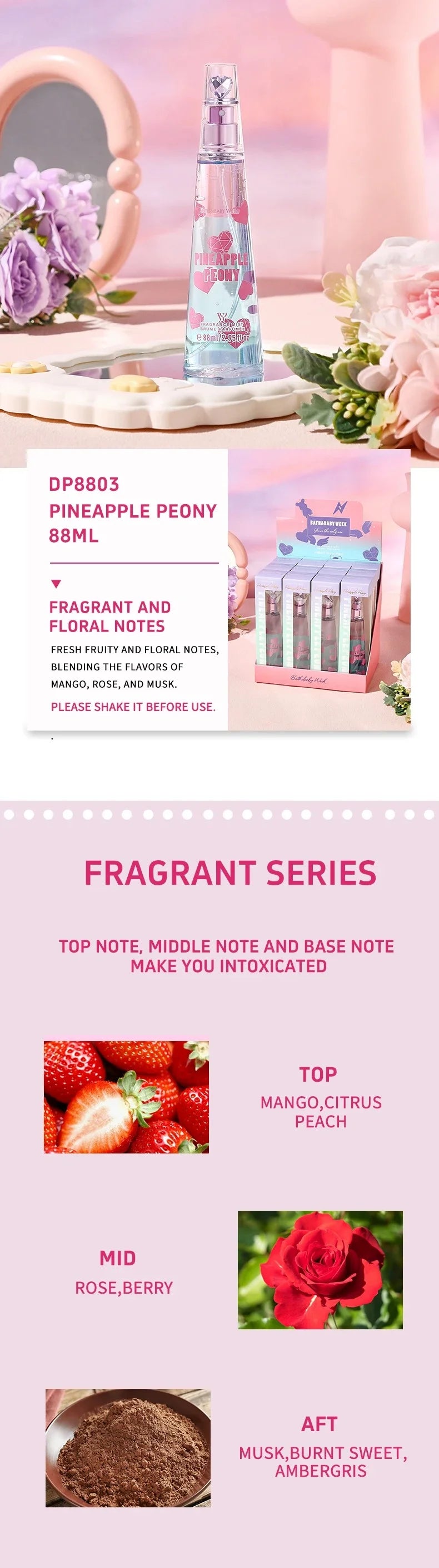 Women's Body Deodorant Spray, Southeast Asian Perfume Middle East Long-lasting Scent Floral and Fruit Scent 88ml Girl Gifts