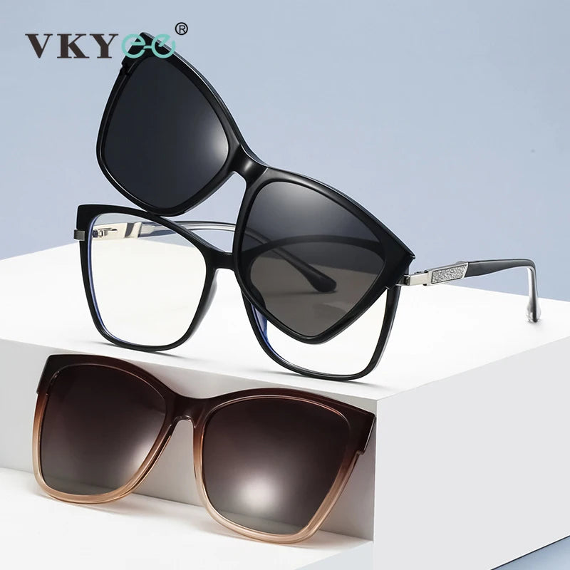 VICKY Fashion New Design TR90 Polarized Magnetic Clip-on Sunglasses Men and Women Polarized Sunglasses Optical Myopia Glasses