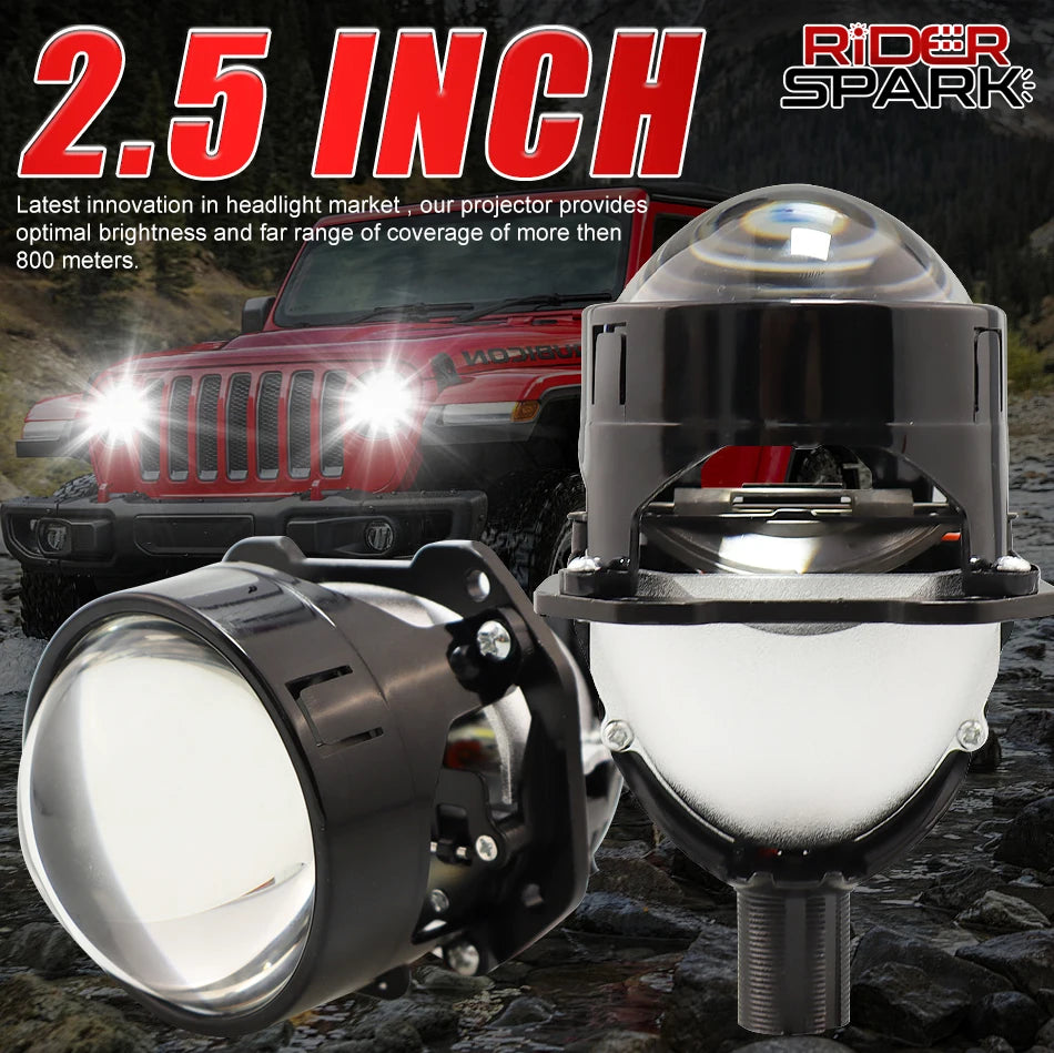 2.5 Inch Bi Led Projector Lens Led Light H4 H7 9005 9006 Car Headlight Bulb High Low Beam 6000K Diode 300W 30000LM Turbo Tuning