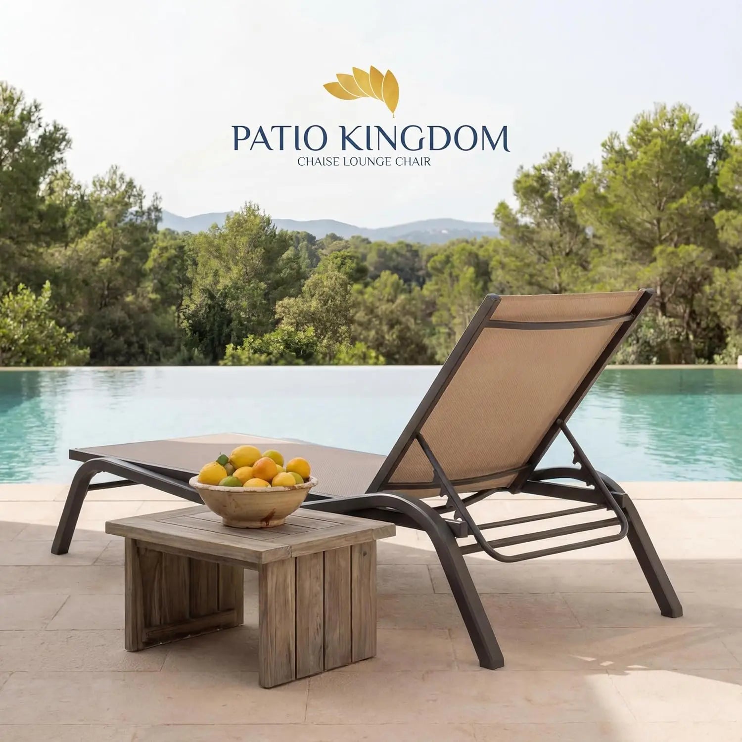 Adjustable Patio Chaise Lounge Outdoor Textilene Sun Bed for Pool Deck Rust-Proof Aluminum Frame, Custom