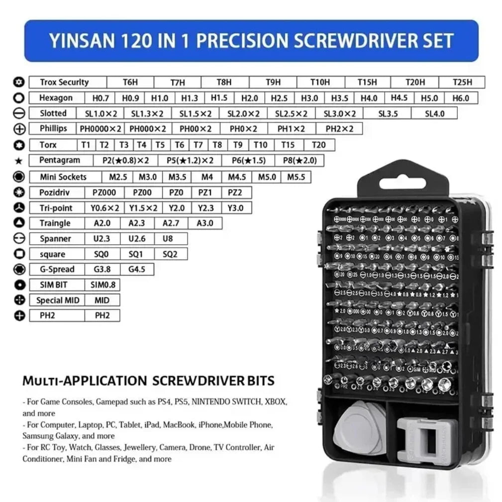 115-in-1 Mini Precision Screwdriver Set for Car Computer PC Mobile Phone and Device Repair Insulated Hand Home Tools