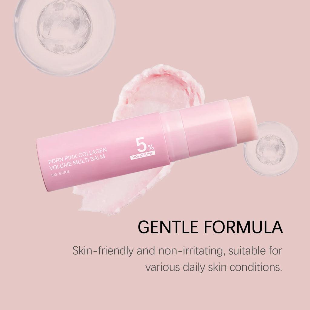 PDRN Pink Collagen Volume Multi Balm 5% Volufiline Moisturizing Stick Firming Face & Body Balm For Under Eyes, Lips, Neck