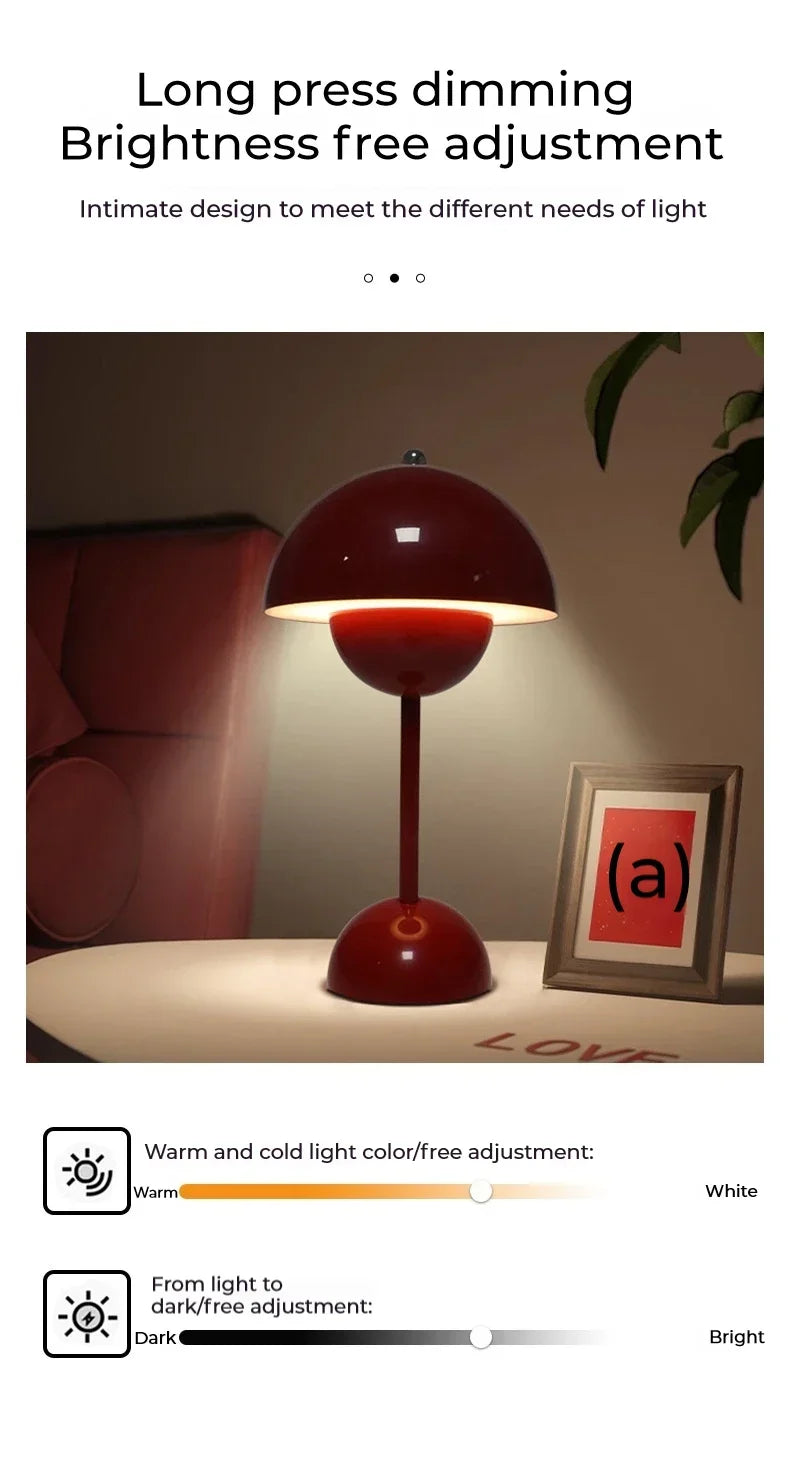 USB Rechargeable Mushroom Table Lamp Three Speed Adjustment Indoor Lighting Fixture Flower Bud Desk Lamps Hoom Decor Night Light