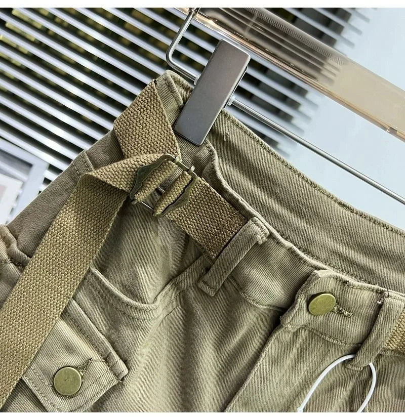 Large Pocket Denim Shorts Women Stretch Slim Fit High Waist Sexy Butt Lifting Hot Pants Summer Fashion Babes Casual Y2k Clothes