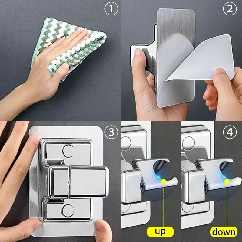 Shower Head Holder 360° Adjustable Wall Mounted Shower Holders Self-Adhesive Shower Head Handheld Bracket Bathroom Accessories
