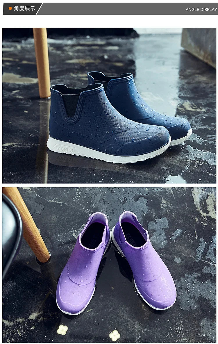 Rain Shoes for Lovers Rubber Shoe Platform Ankle Boots Autumn Winter Slip on Booties Boots for Men Waterproof Work Botas Hombres