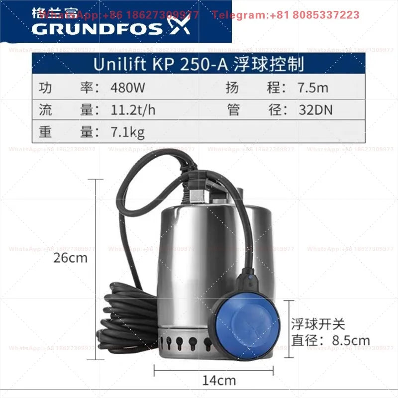 Imported Submersible Sewage Pump Unilift KP150/250/350 Stainless Steel Silent Pump