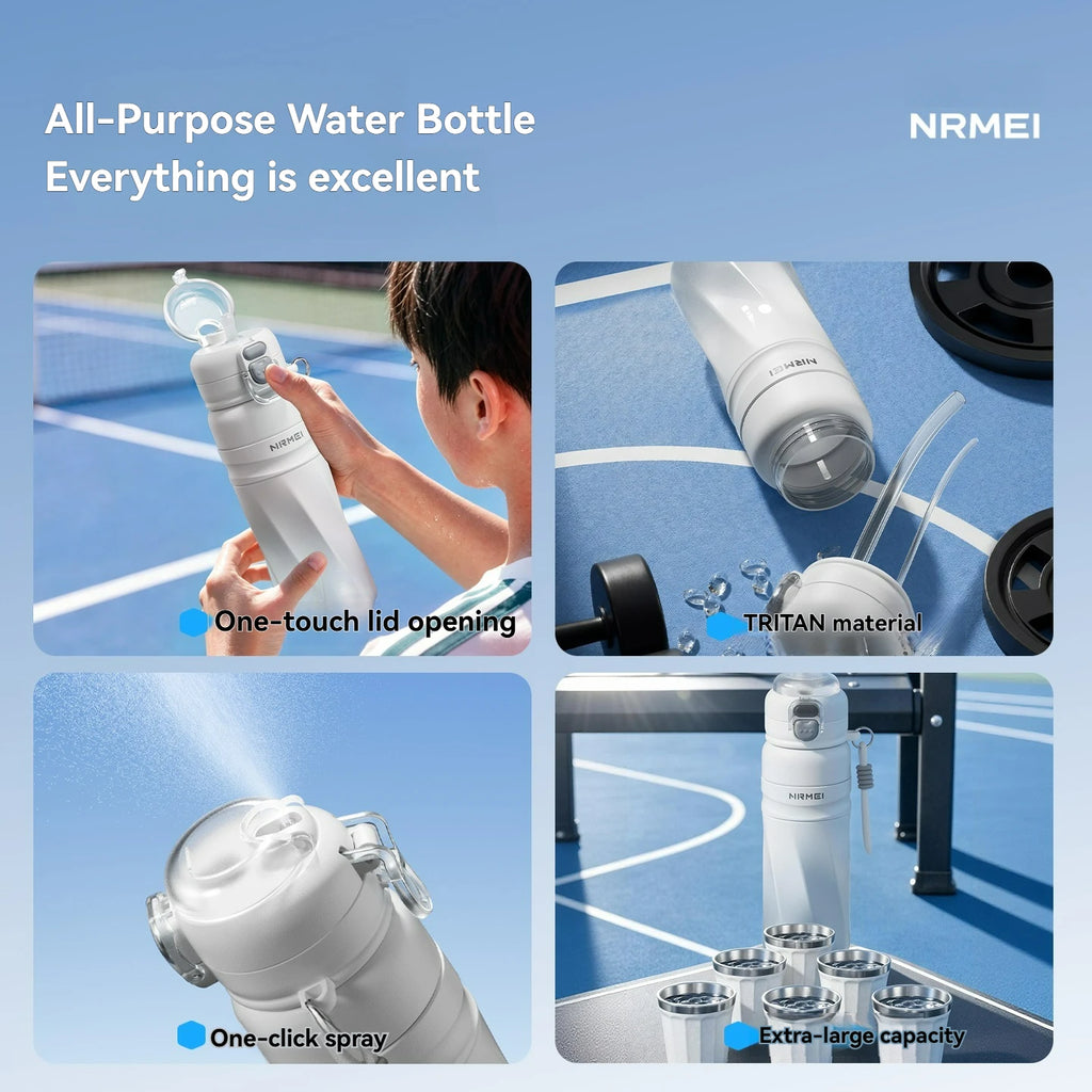 Large Capacity Spray Water Bottle Sports Gym Plastic Cup Portable Summer Drinking Scale Creative Student Gift Outdoor