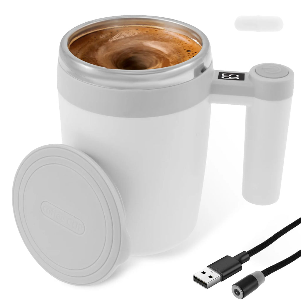 Upgrade Self Stirring Mug, Rechargeable Automatic Magnetic Stirrer Coffee Cup 400ml Stainless Steel Self Stirring Coffee Cup