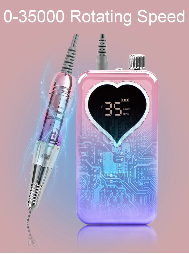 SIMINAIL Professional Nail Drill Machine 35000RPM Portable Electric Nail File Rechargeable Manicure Machine Set Efile Bit Kit
