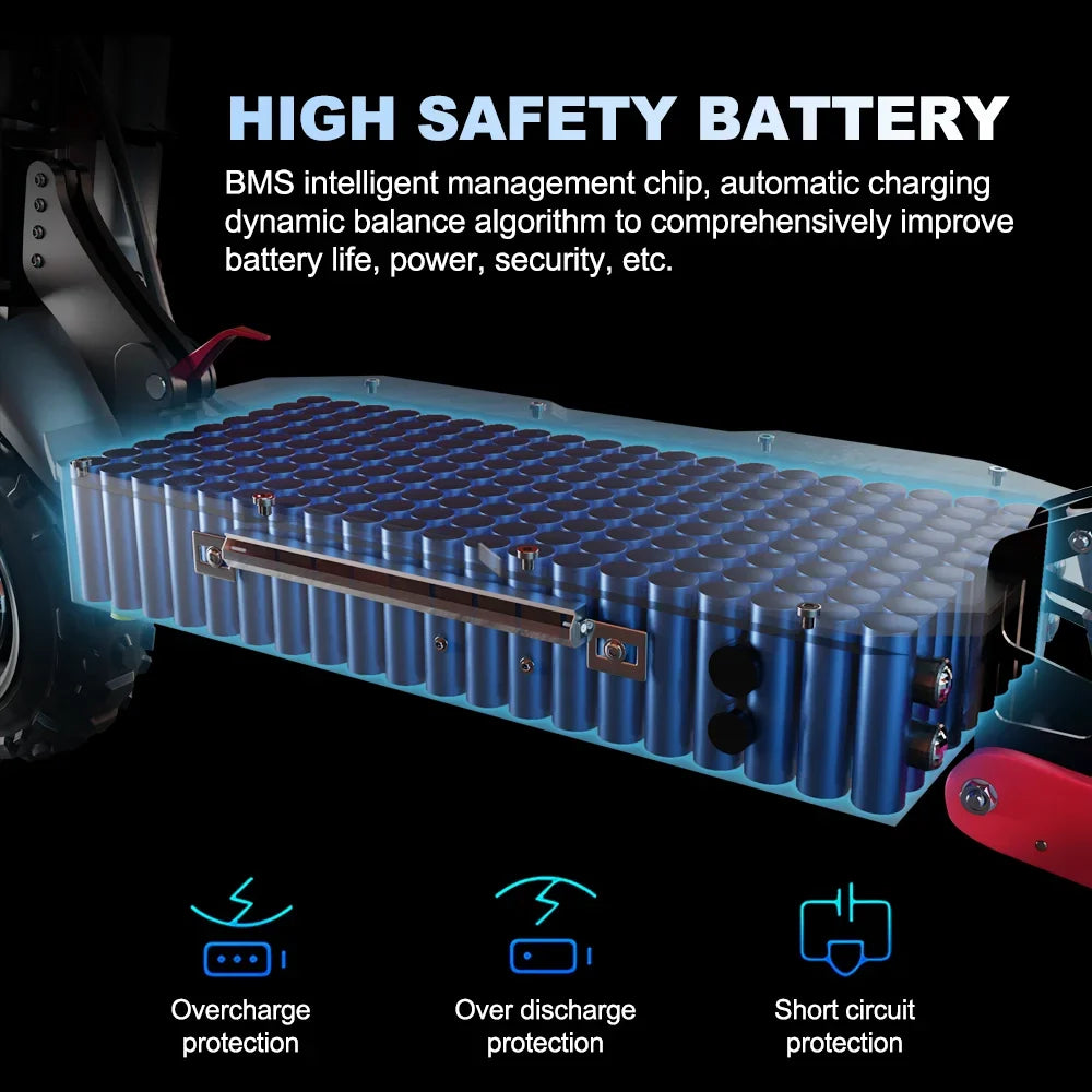 6000W High Power Dual Motor Electric Scooter Aluminum Alloy Folding Frame Off-Road Tire Dual Hydraulic Shock Adult E-Scooter