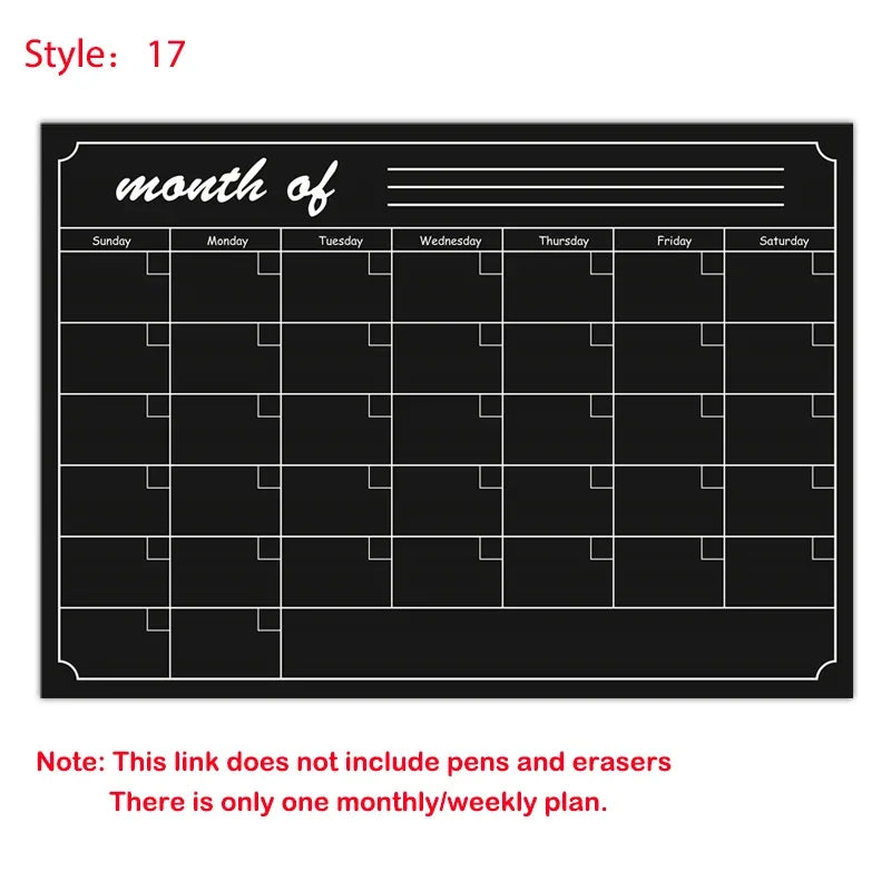 A3 Size Magnetic Dry Erase Weekly & Monthly Planner Whiteboard Blackboard Fridge Sticker Calendar