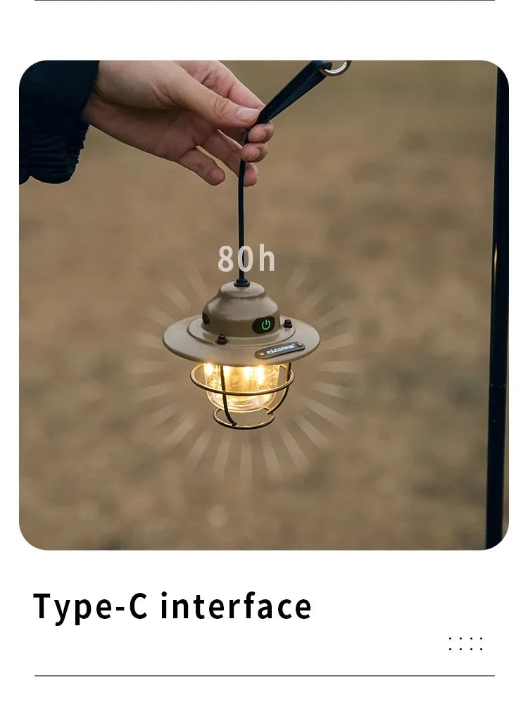 Outdoor Retro Smalldroplight, Campsite Lamp, Atmosphere Lamp, USB Charging Tent Light, LED Camping Hangling Lamp