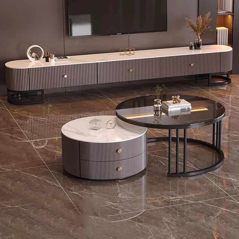 Modern Metal Handles Tv Stand European Unique Simple Minimalist Tv Stand Trendy Industrial Tv Meubel Furniture Home Living Room