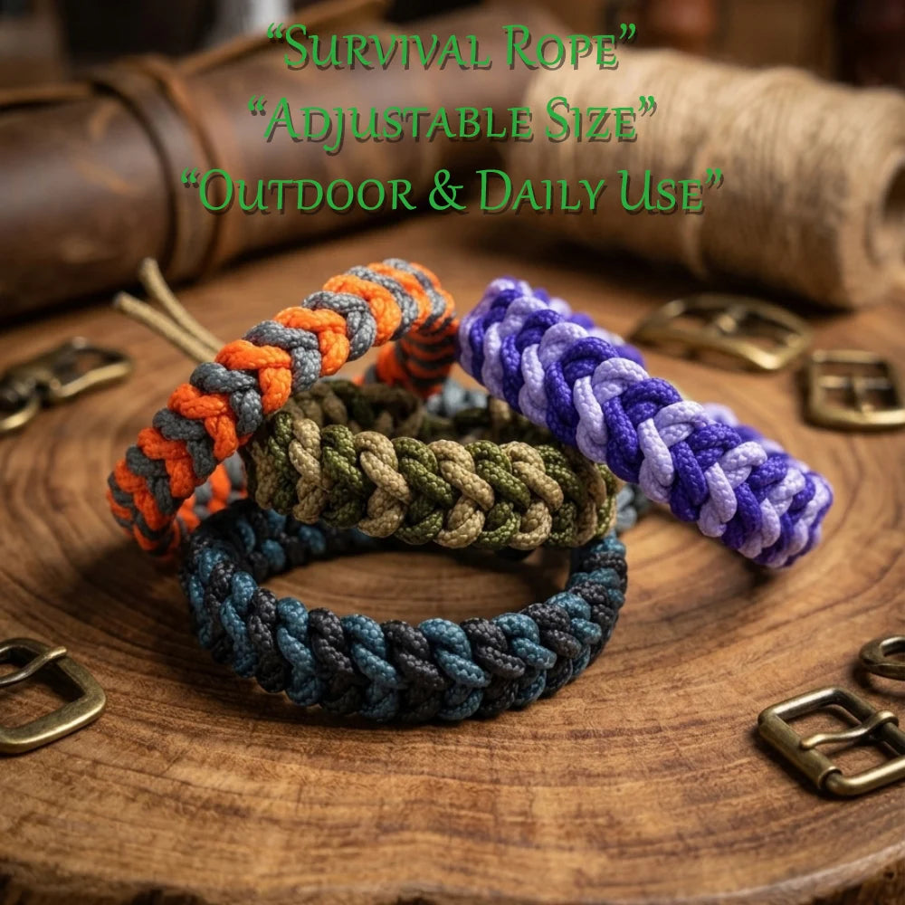 Paracord Survival Bracelet for Men Women, Handmade Tactical Outdoor Rope, Adjustable Hiking Camping Gear
