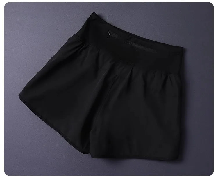 Women's 2 in 1 Shorts with Pockets - Lightweight Breathable Loose Anti-Disclosure Split Side for Yoga Running Gym