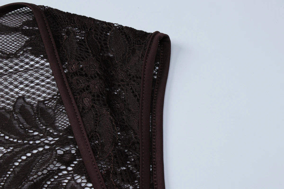 Hugcitar Women Fashion Square Collar Solid Patchwork Lace Sexy Crop Tank Top Summer Clothes Summer Clothes Streetwear Party