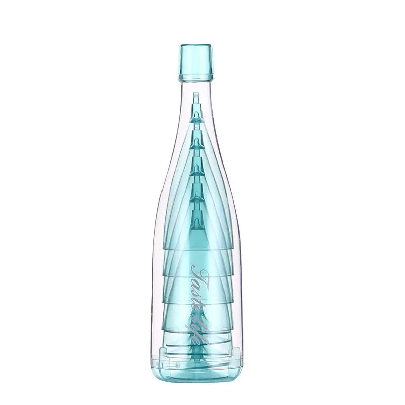 Home Foldable Champagne Wine Glasses Set Reusable Plastic Wine Glasses with Storage Bottle Suitable for Outdoor Camping Travel