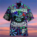 New Men's Cuban Collar Shirts 3d Dart Target Print High-Quality Men Clothing Beach Party Sportswear Casual Hawaiian Shirt Blouse