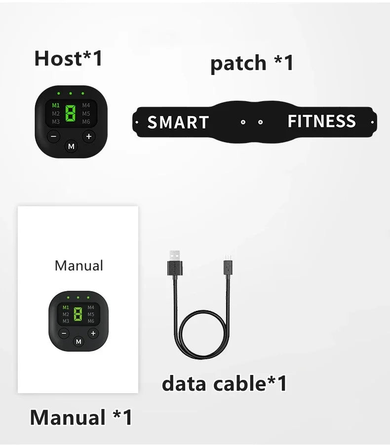 Abs Trainer Belt EMS Abdominal Muscle Stimulator Electric Toning Belts USB Waist Belly Weight Loss Home Gym Fitness Massager
