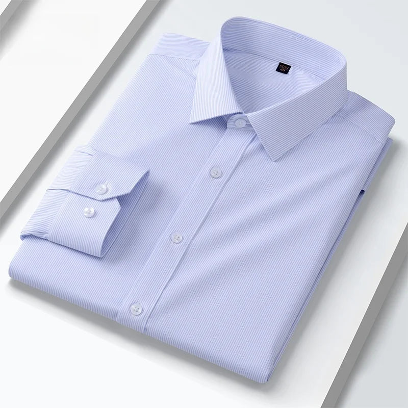 Quality Anti-Wrinkle Men Shirt Long Sleeves Dress Shirts For Men Slim Fit Camisa Social Business Blouse White Office Shirt S-5XL