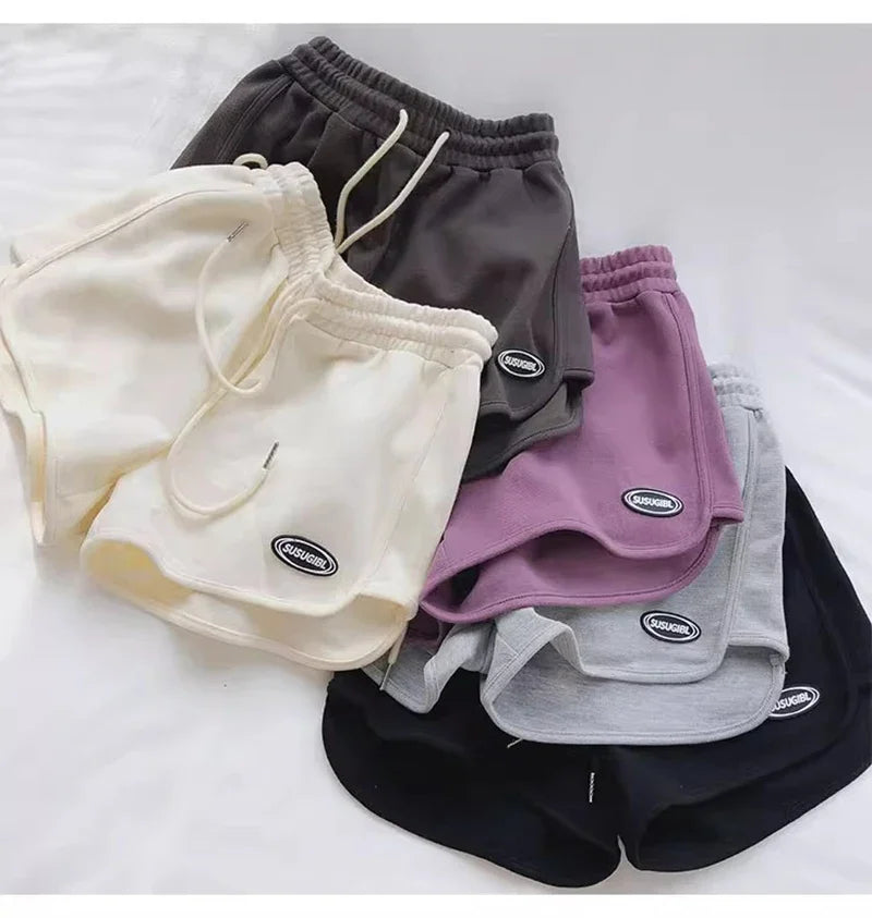 SMVP 2026 Women Casual Drawstring Sports Shorts Thin High Waist Yoga A-line Shorts Loose Women Running Straight Trousers Summer