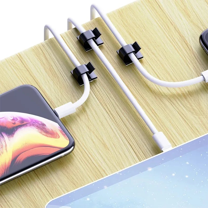 10/20/50PCS Cable Organizer Clips Wire Winder Holder Earphone Mouse Cord Clip Protector USB Cable Management Clips Wire Manager