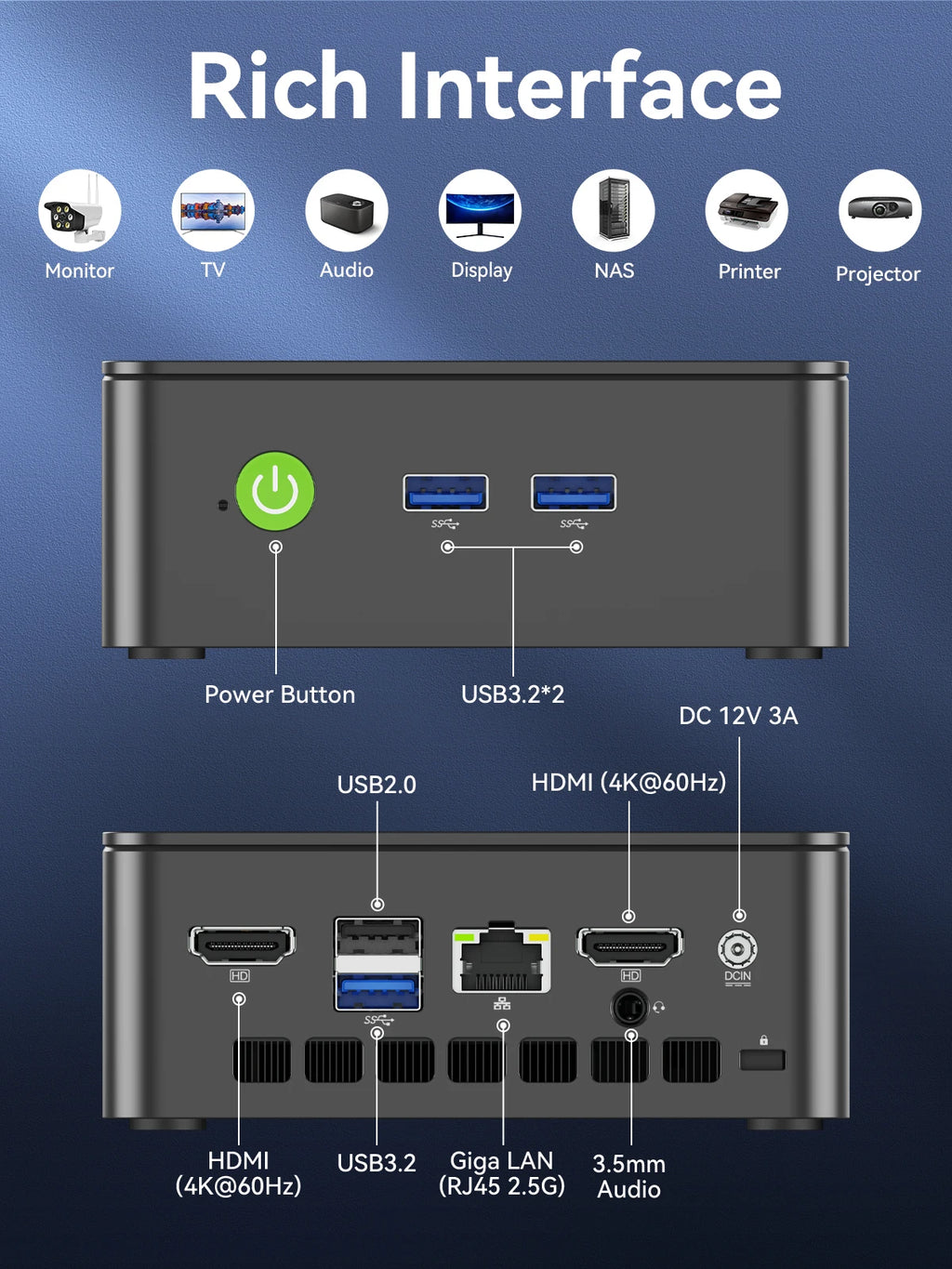 GMKtec G3S Mini PC Intel Alder Lake N95 Windows 11 Pro Mini PC 8GB DDR4 128/256GB PCIe M.2 SSD WiFi 5 BT5.0 Desktop Computer