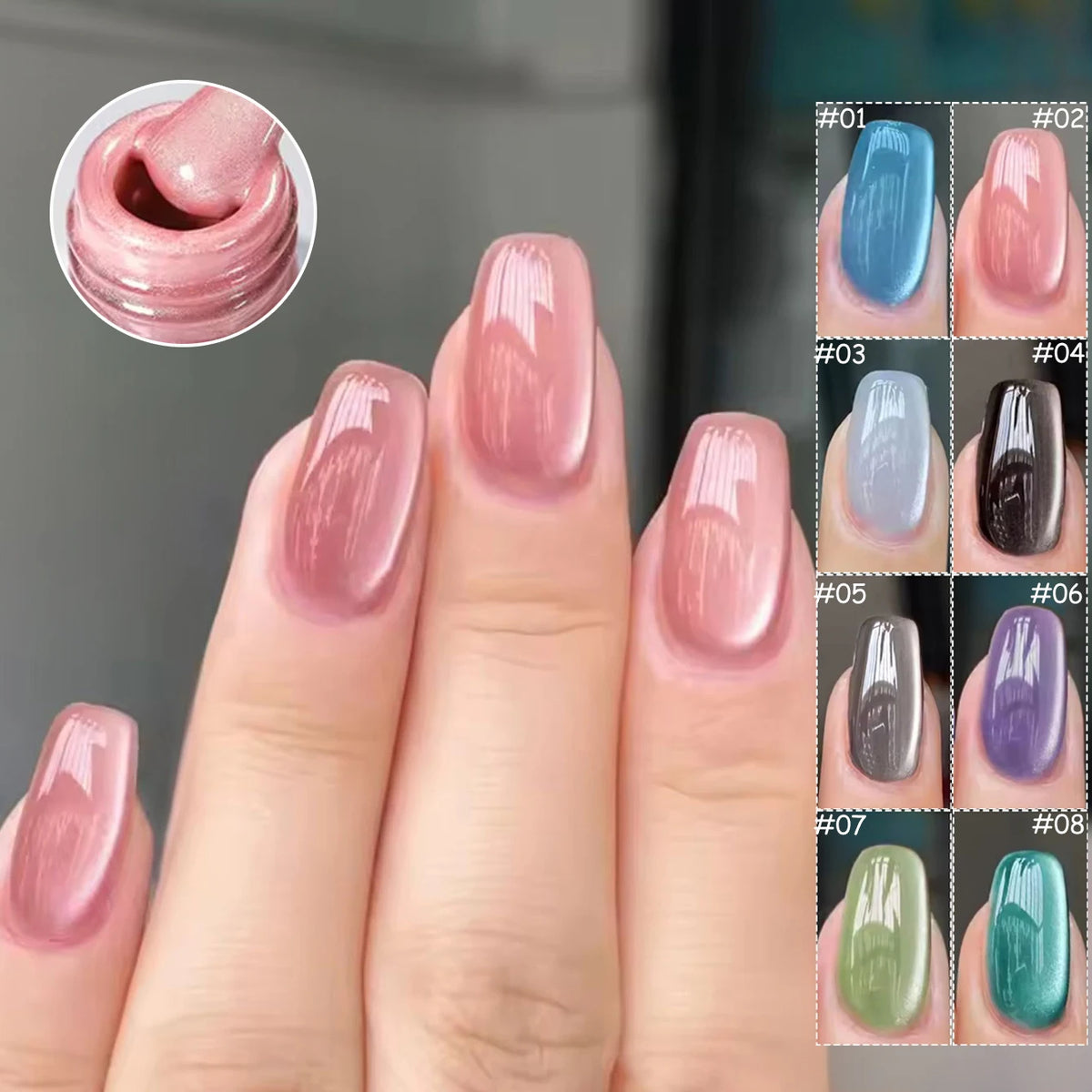 1-12pcs WS Summer Nails White Pink Blue Black Glass Bead Magnetic Gel Nail Polish Semi Permanent UV Soak Off Nail Art Decoration