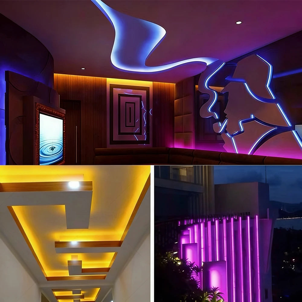 Solar Neon Light Strip 24V COB Waterproof IP68 Flexible LED Tape Red Green Blue Warm White 320LED/m High Density Linear Lighting