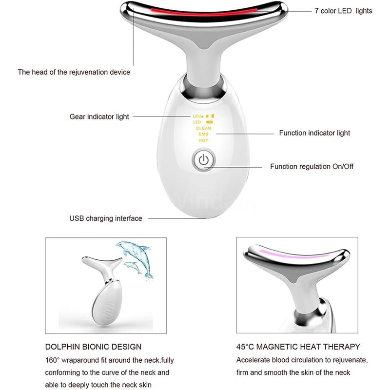Face Lift 7 Colors Neck Beauty Neck Device Slim Massager Facial Lifting Tightening Face Wrinkle Remover Face Care Beauty Machine