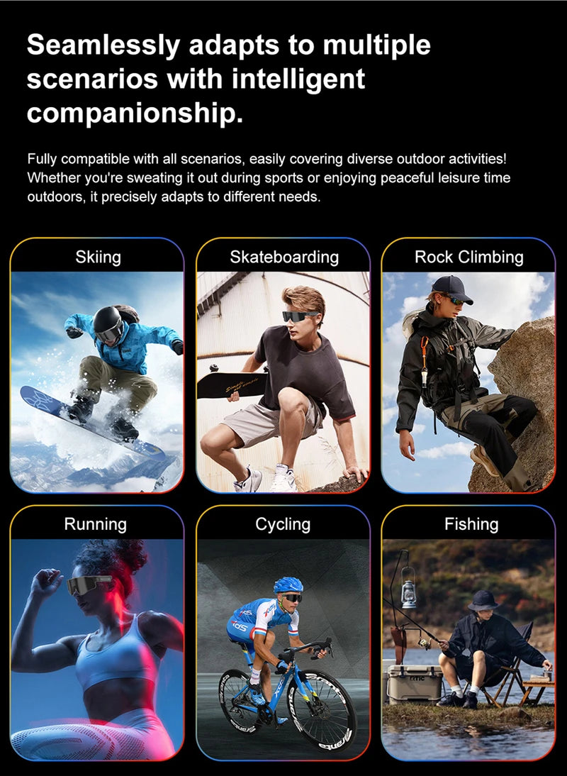 Cycling Smart Camera Glasses 800MP Photochromic Smart Glasses Bluetooth Calling Photo Video ChatGPT Music Translation
