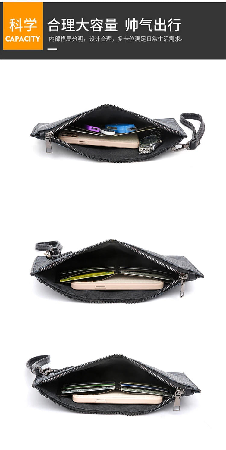 2026 New Men's Business Casual Clutch Bag Fashion Shark Print Envelope Bag Wallet Phone Bag Large Capacity Men's Gifts Pouch Pho
