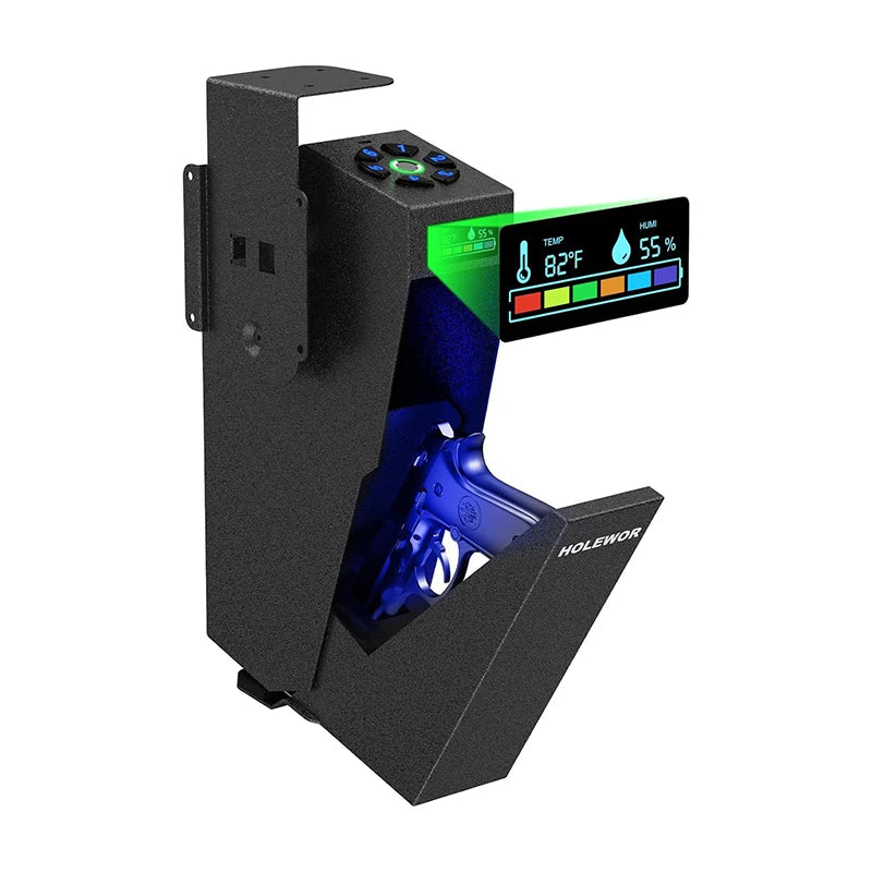 Smart Fingerprint Handgun Safe Biometric Lock Alloy Steel Security Box for Home Car Bedside