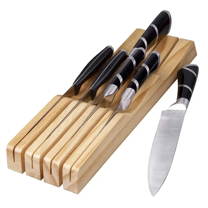 Western Knife Tray Organizer - Wood Knife Organizer - Kitchen Drawer Cutlery Storage Tableware - Container in-drawer Knife Tray