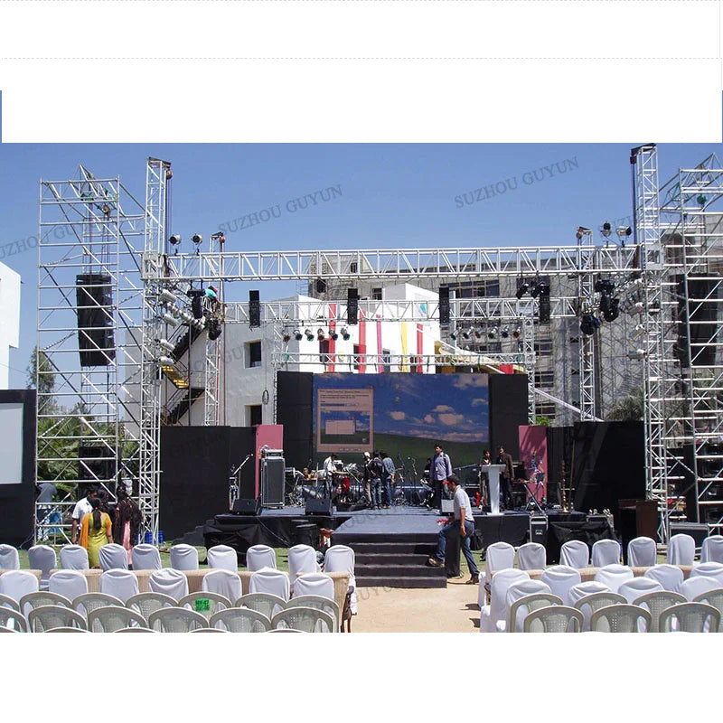 Customizable Triangular Truss Structure  Exhibition Booth Setup - Includes Truss Bracing and Reinforced Base Plate for Stability