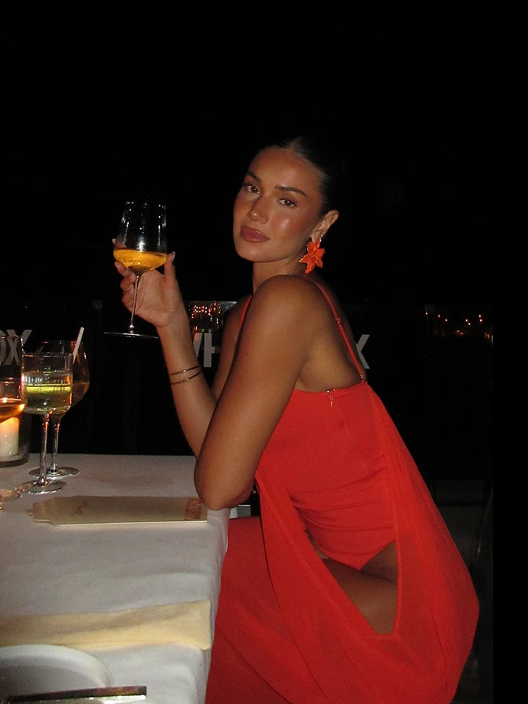 Vibrant Holiday Flowy Maxi Dress Deep U Chic Bohemian Chiffon Loose Fit Women Dresses Beach Vacation Summer Party Outfit