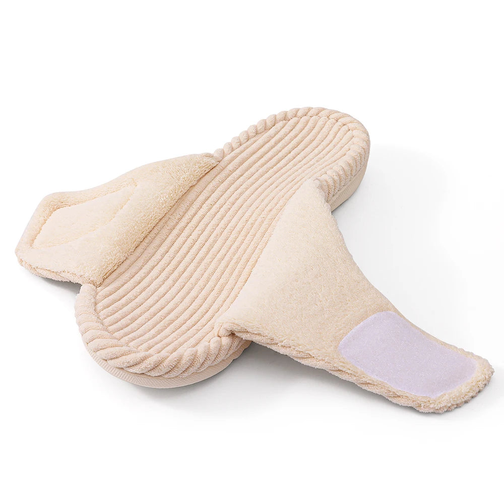 LItfun Fuzzy House Slippers Women Four Season Warm Cotton Slippes Open Toe Bedroom Slides Outdoor Faux Fur Lining Plush Slippers