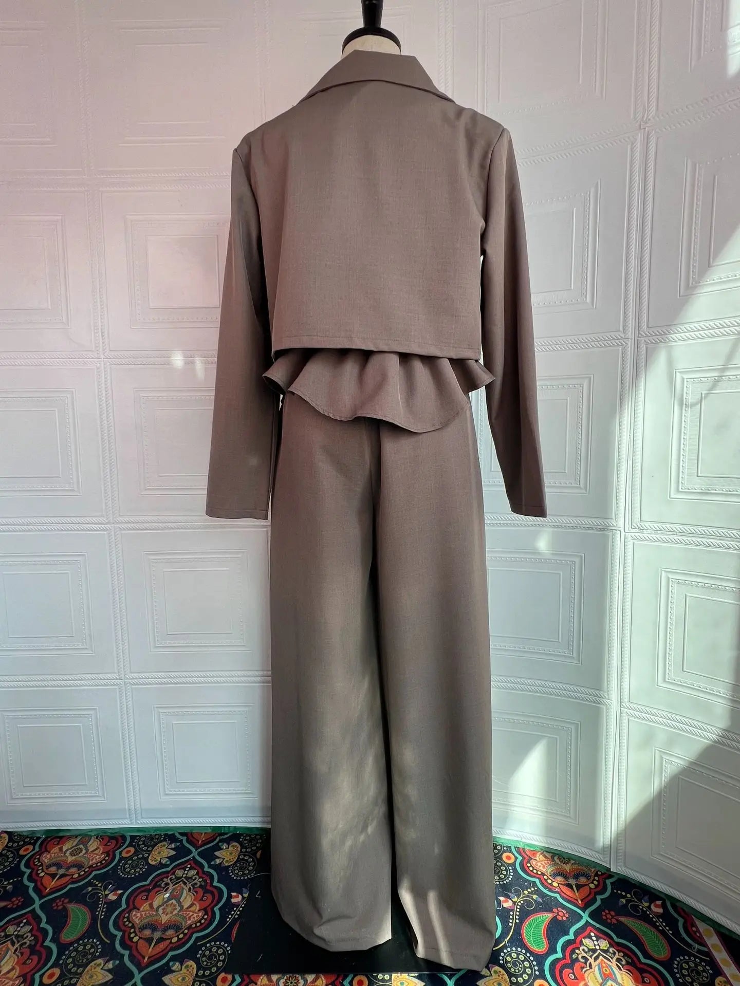 Pant Set Women 3 Piece Sets Lapel Full Sleeve Blazers Plain Sling Top Wide Leg Long Pants Splice Y2k Streetwear Work Summer 2026